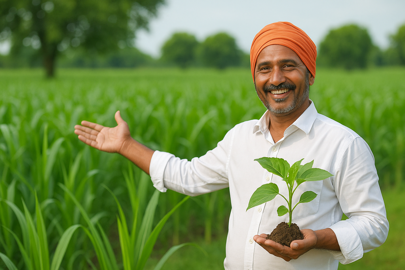 Farmer holding plant - Dhartiras